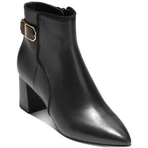 USED Cole Haan Womens Ettie Pointed Toe Casual Ankle Boots, Black leather-Size 7
